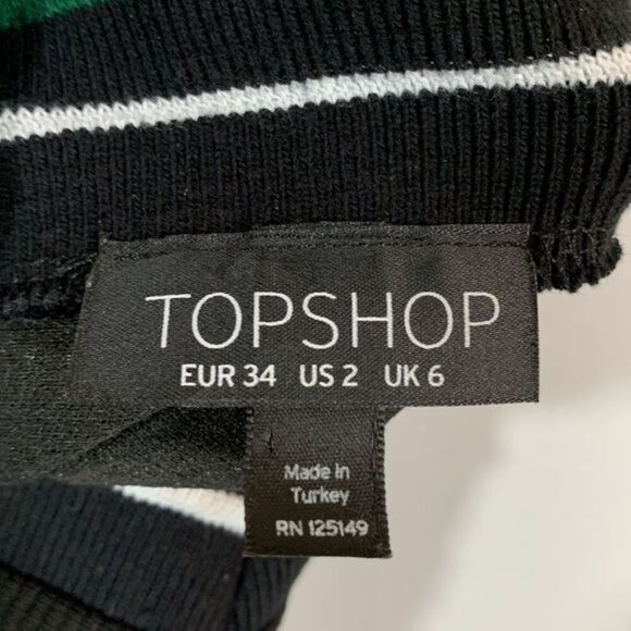 Topshop Black, Green & White Ribbed Halter Mini Dress - Picture 9 of 9